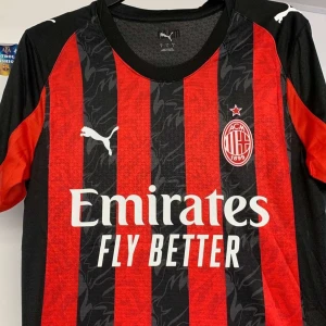 AC Milan fotbollströja Puma Modric 14 - AC Milan matchtröja från Puma med Modric och nummer 14 på ryggen. Klassisk röd och svart randig design med klubbmärke och Puma-logga på bröstet. Tillverkad i lätt och ventilerande material, perfekt för fotbollsplanen eller som supporterplagg.hösttröja