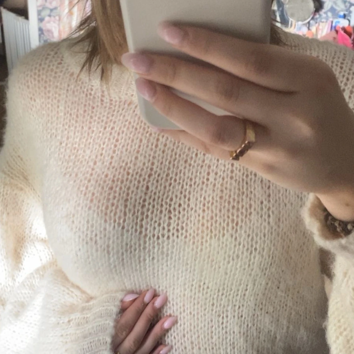 Vit stickad tröja - 1