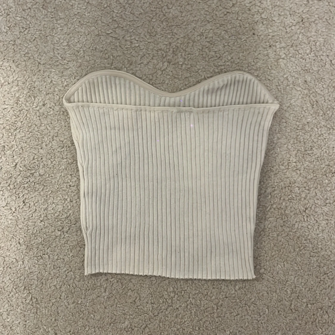 Beige ribbad tubtopp - 1