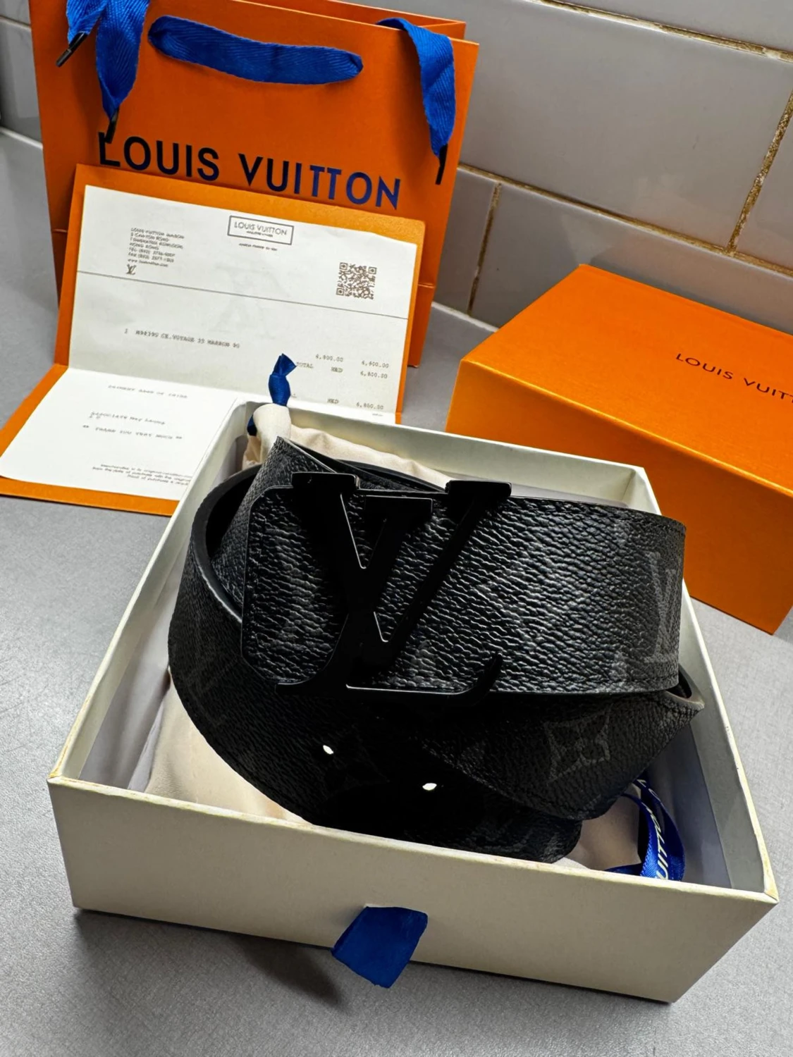 Louis Vuitton svart monogram bälte - 1