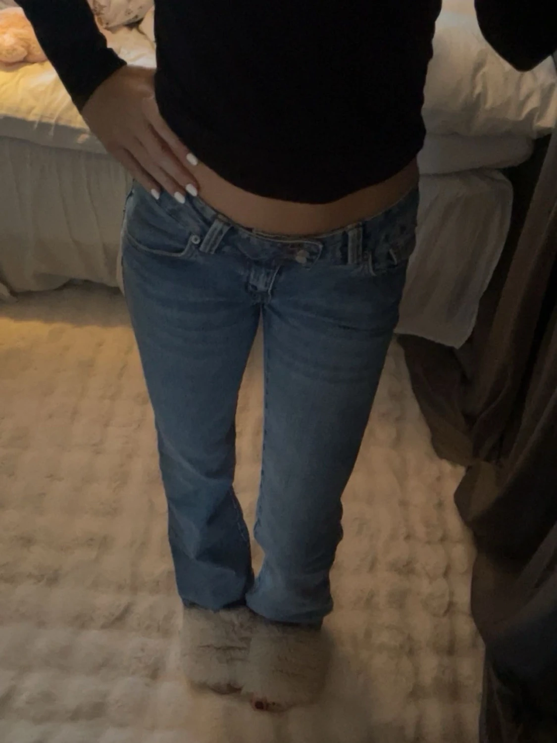 Lågmidjade blå jeans bootcut - 1