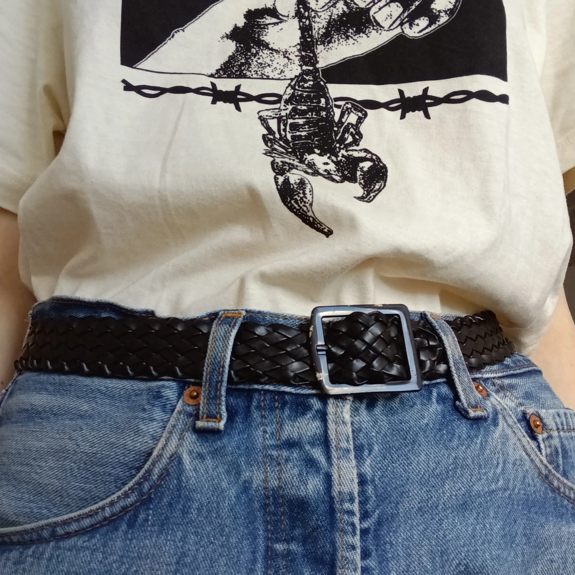 Svart y2k flätat bälte - 92