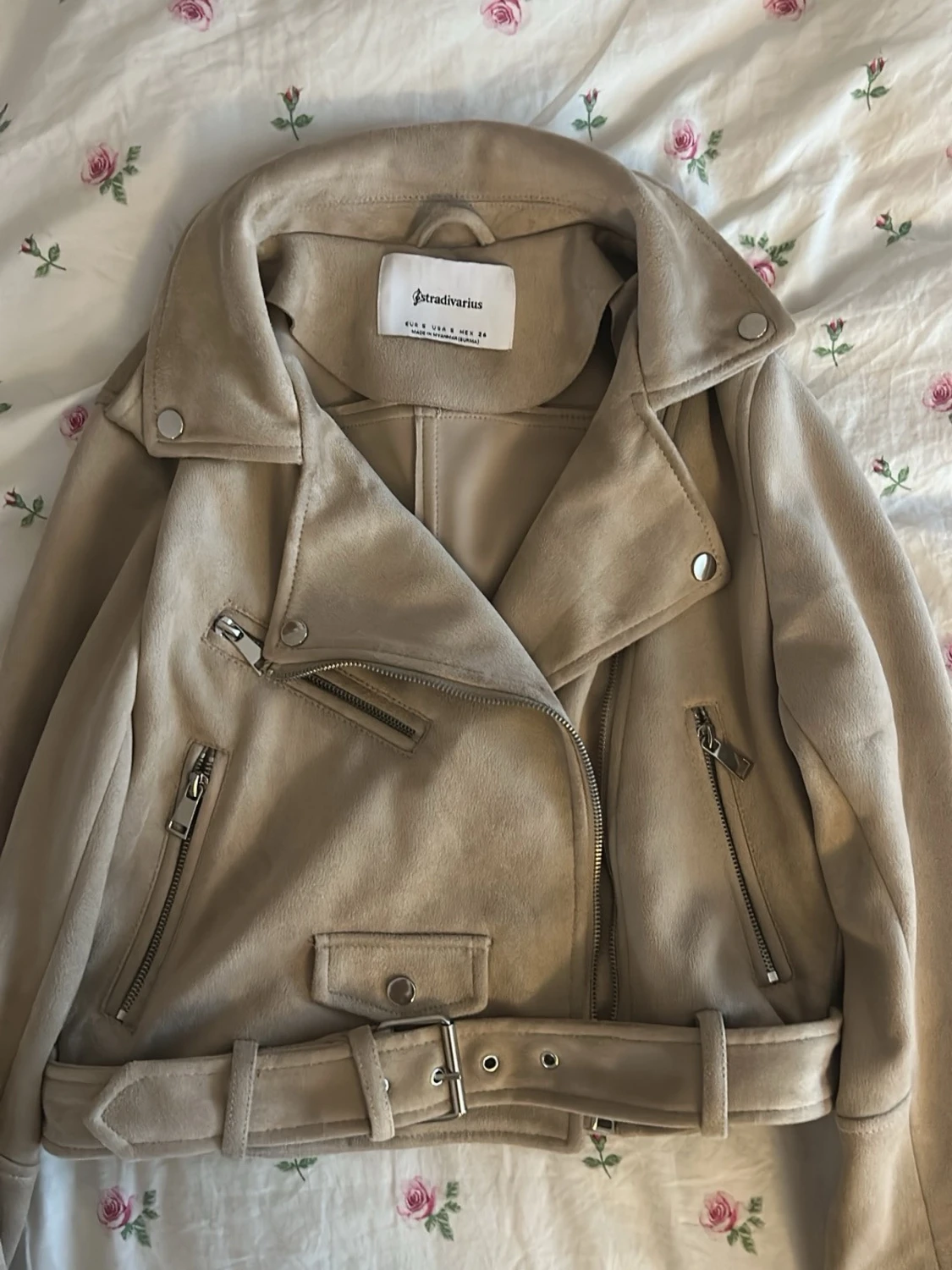 Beige mocka bikerjacka Stradivarius