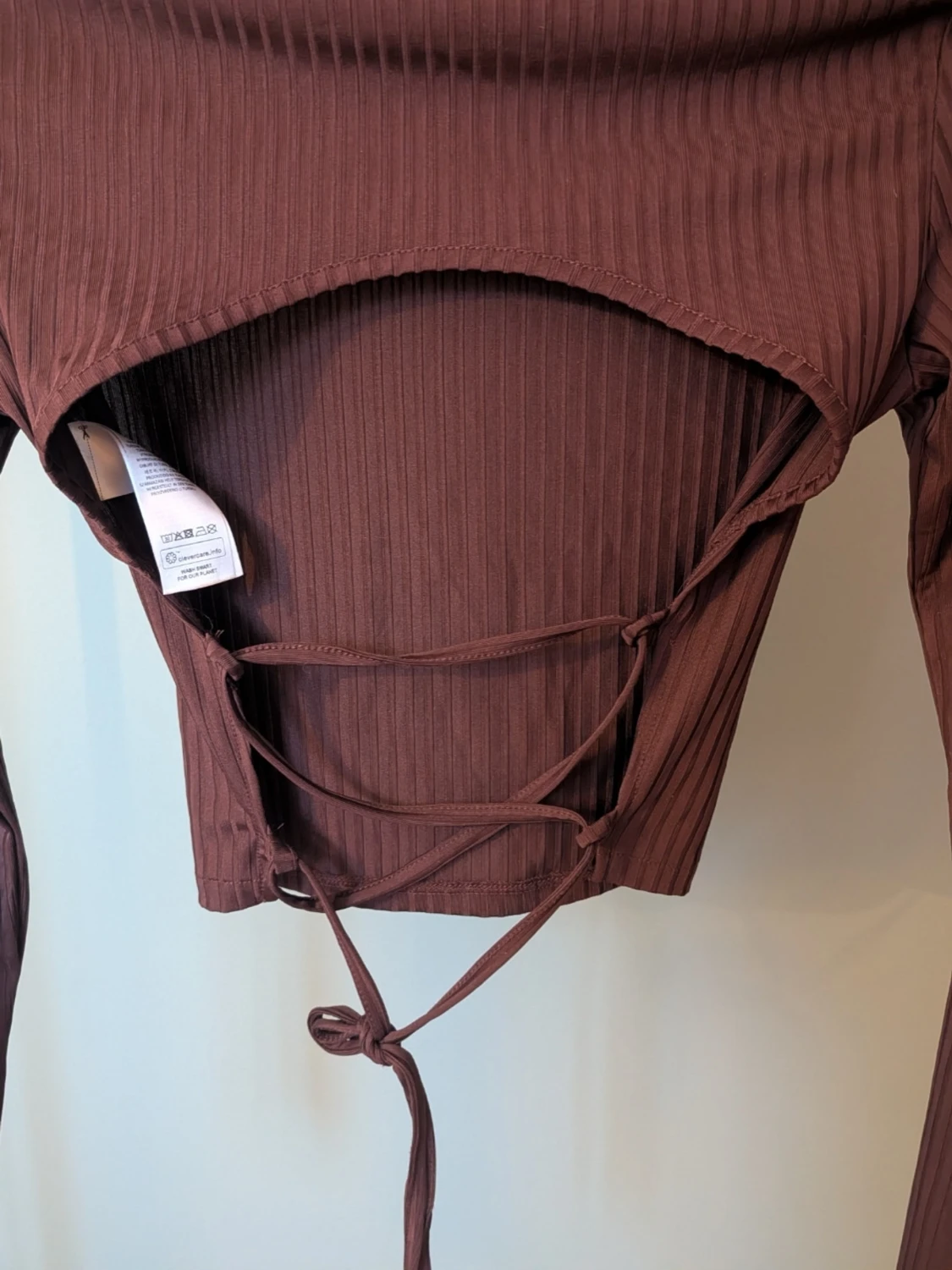 Brun ribbad långärmad topp NA-KD - 3