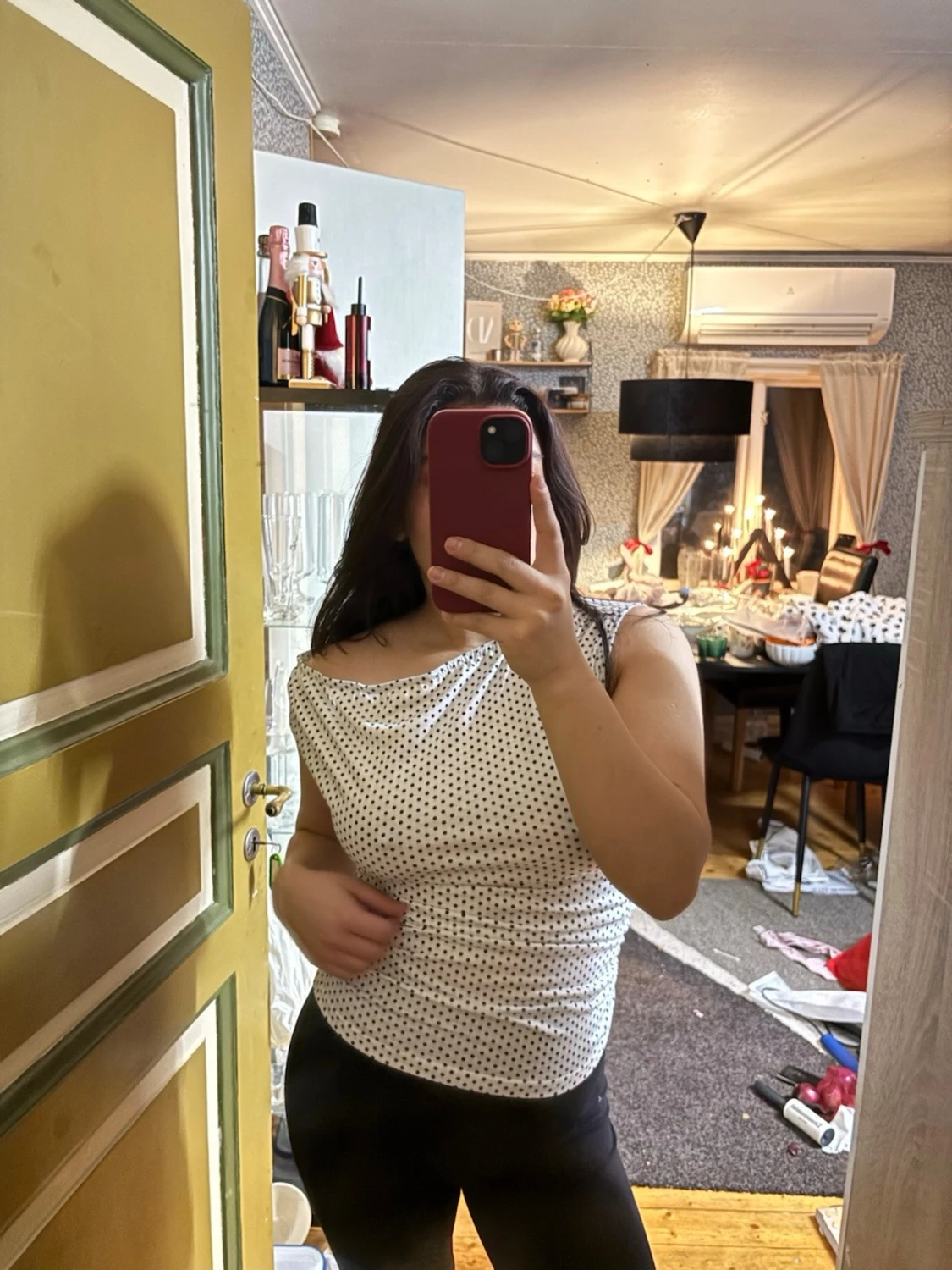 Vit prickig offshoulder topp - 1