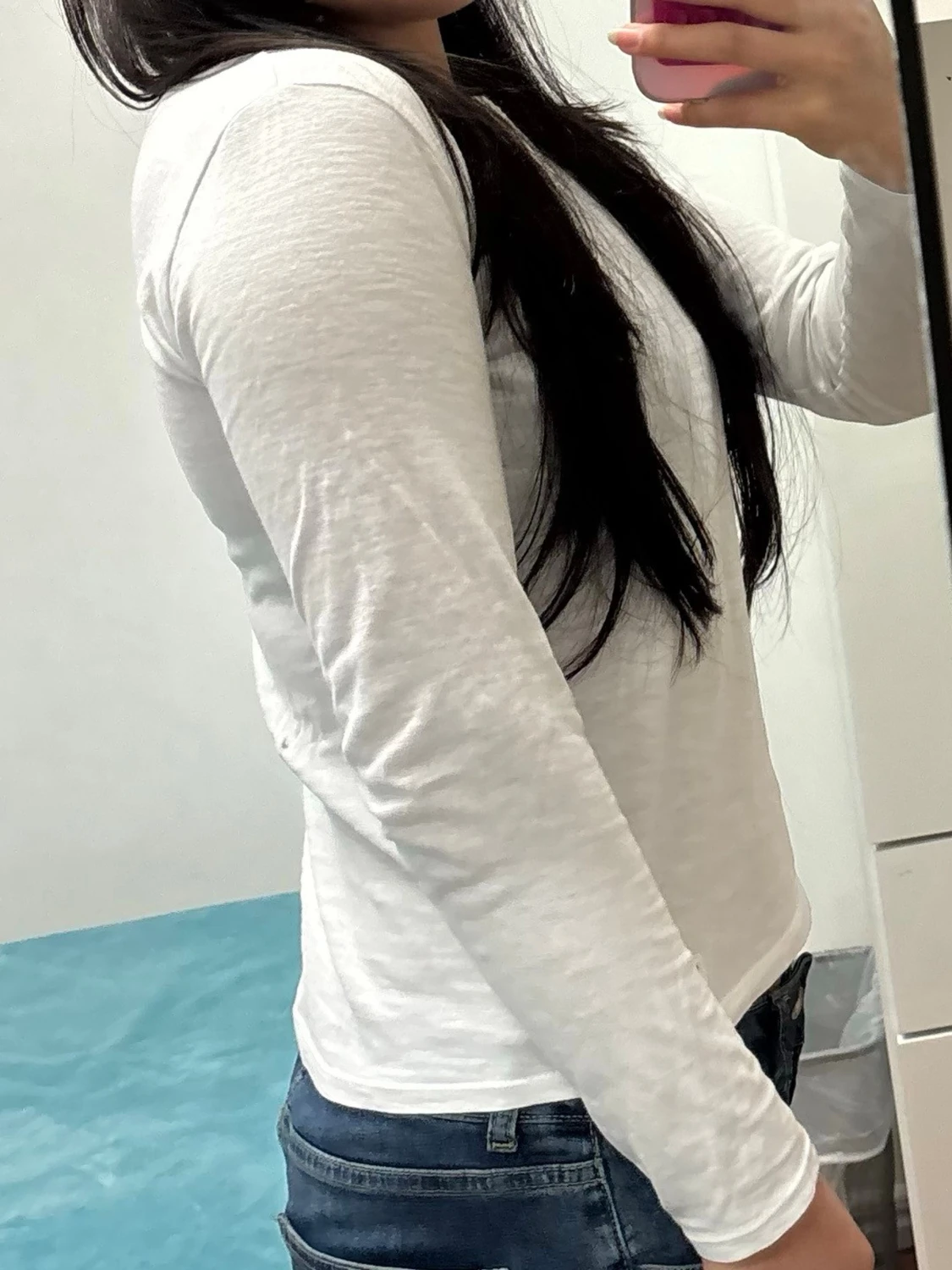 Vit långärmad topp i bomull - 1