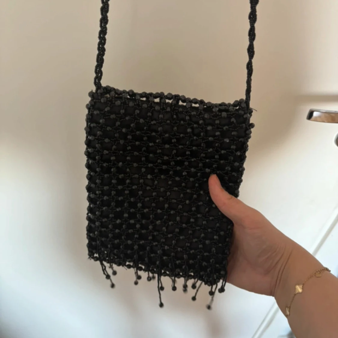 Vintage axelväska med pärldetaljer - 2