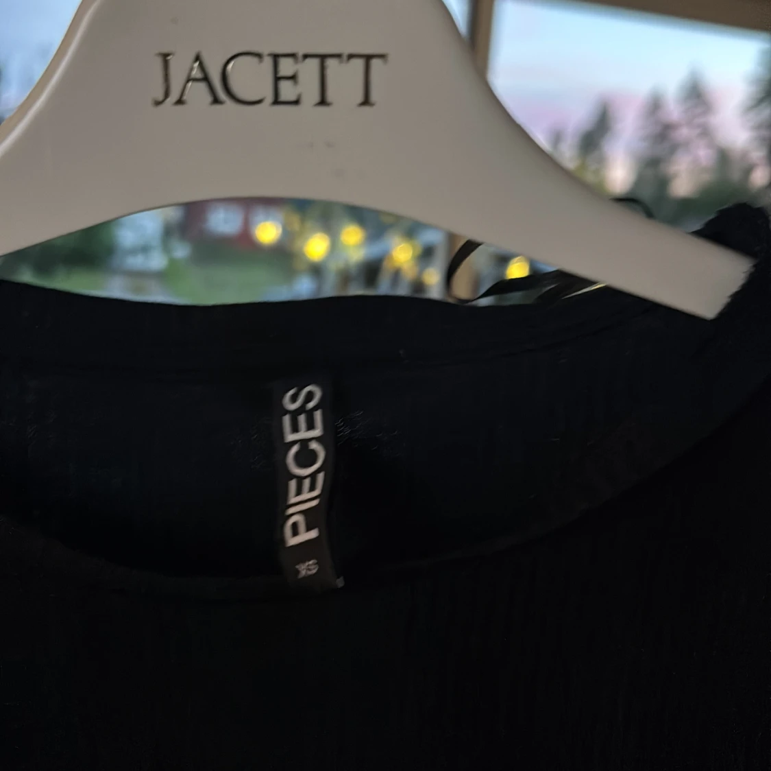 Svart ribbad långärmad topp Pieces - 1