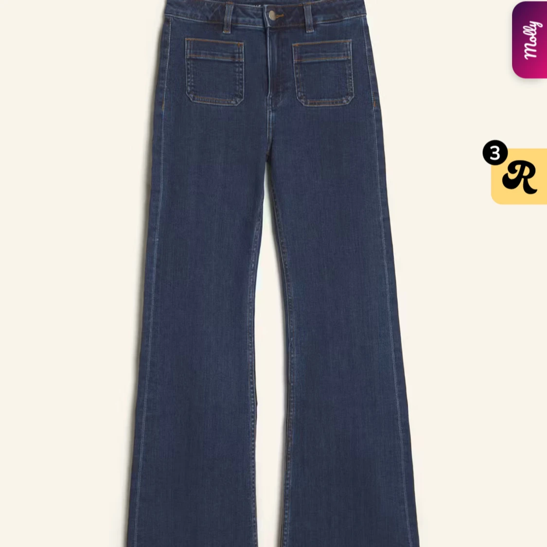 Blå bootcut jeans med fickor fram