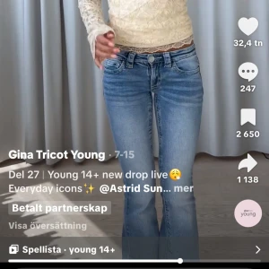 Gina tricot: For real low waist jeans  - Använt 1 gång så typ helt nya, storlek 164cm💞😇