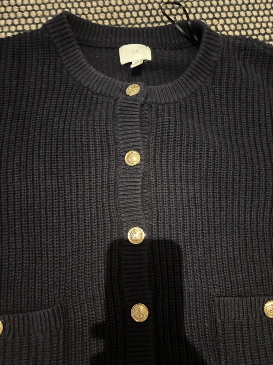 Mörkblå stickad kofta från H&M - 1