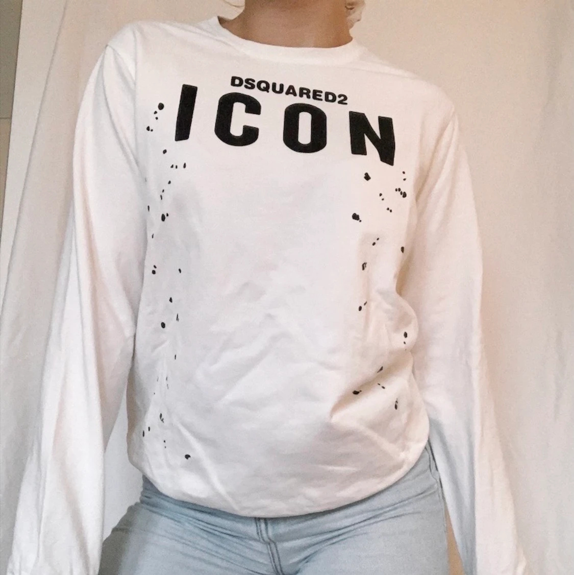 Vit Icon Dsquared2 tröja strl L - 90