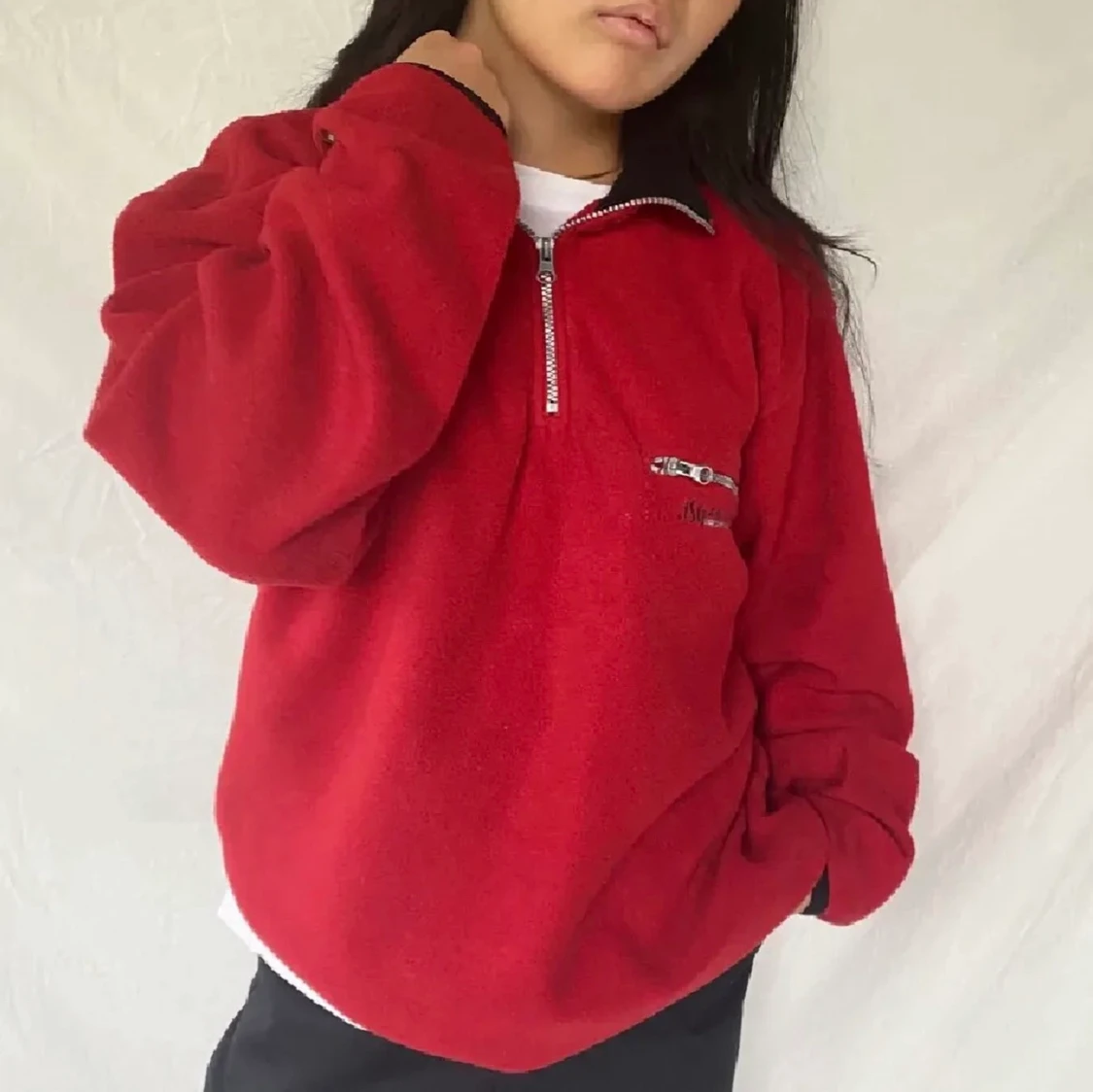 röd fleece tröja - 90