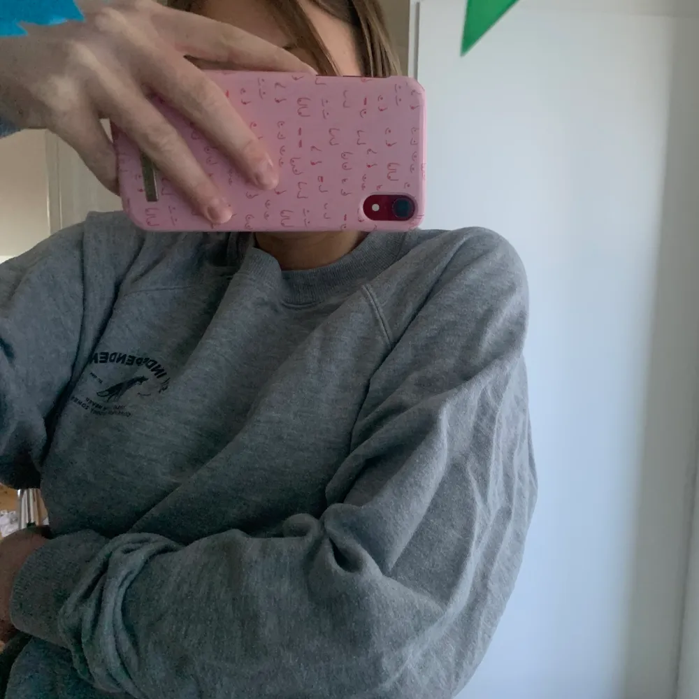 Mysig sweatshirt från pull&bear. Lite tvättblek men har mycket kvar att ge! Storlek M❤️ ascool text! 🥳. Tröjor & Koftor.