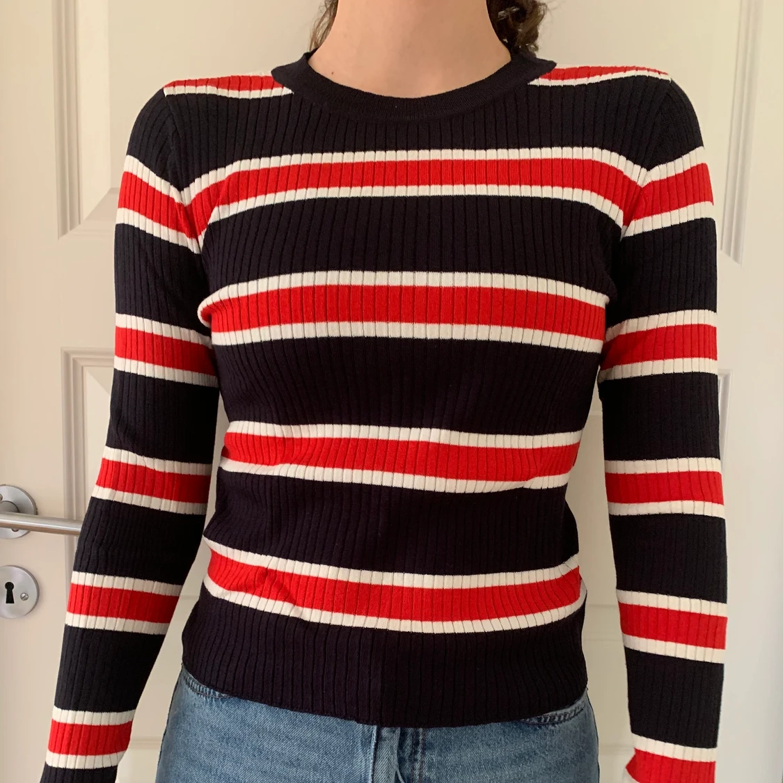 Randig långärmad tröja från H&M, storlek M