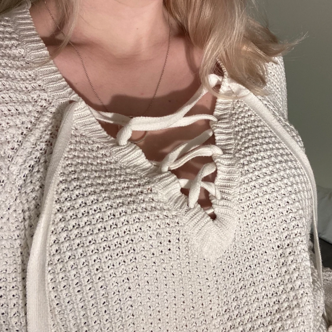 Vit stickad tröja VILA - 90