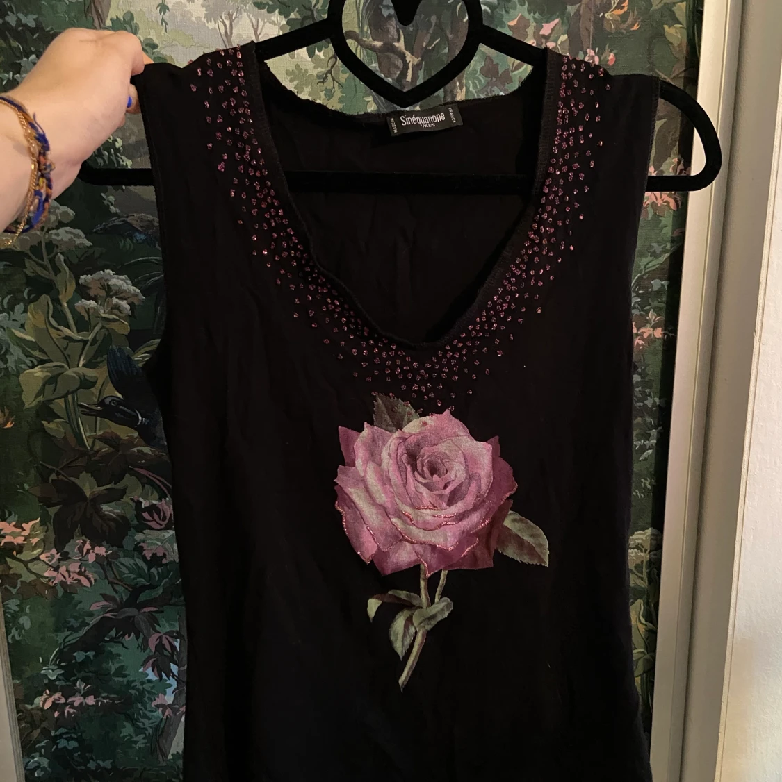 Svart tanktop med strass - 90