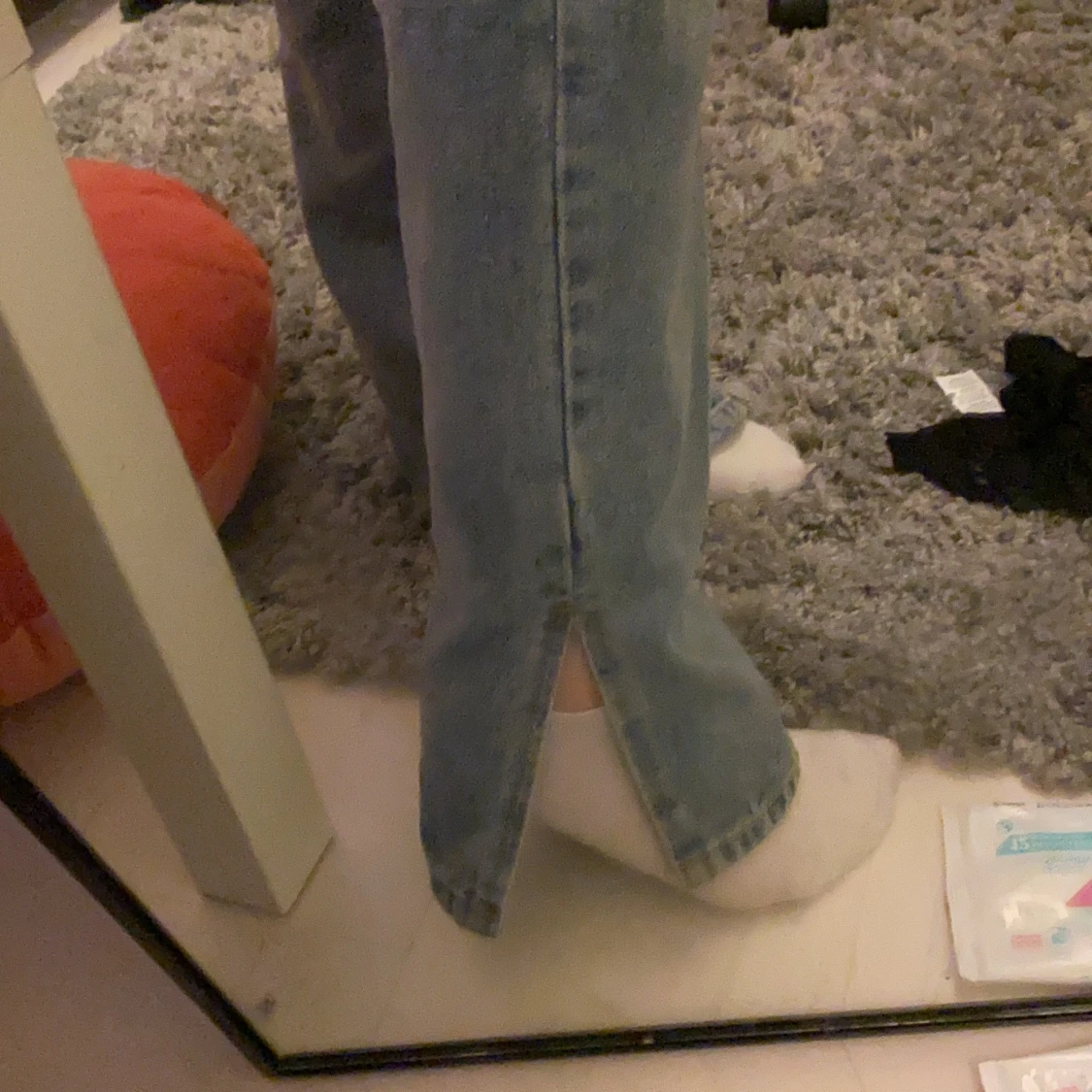 Straight jeans med slits - 90