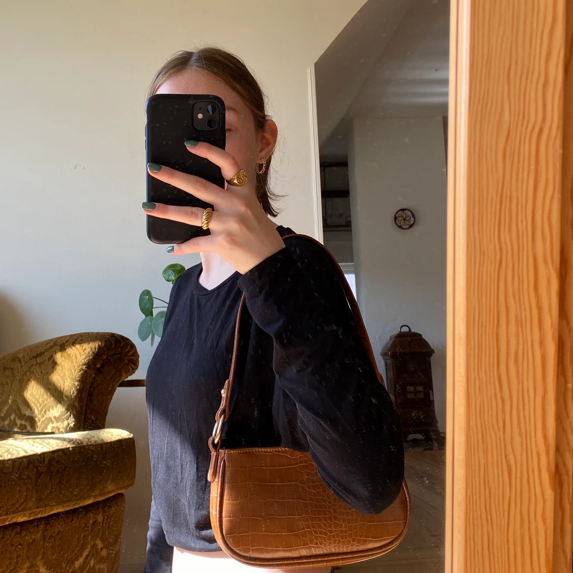 brun baguetteväska - 90