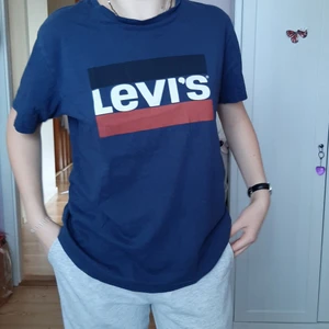 Levis t-shirt - Köpt på secondhand, men inga skador alls. Toppenskick!!🌞 Använd kanske 5 ggr. Det står att det är strl L men skulle säga att den passar som en M eller liten L. Sitter overzised på mig som har S-M i tröjor. Köparen står för frakten