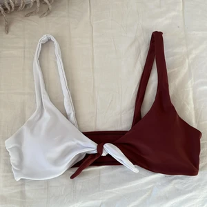 Ny bikinitopp strl M - Helt ny brun/vit bikinitopp från shein strl M, passar S. Uttagbara pads, man kan knyta om toppen i fram själv. Aldrig använd, frakt 26kr😊