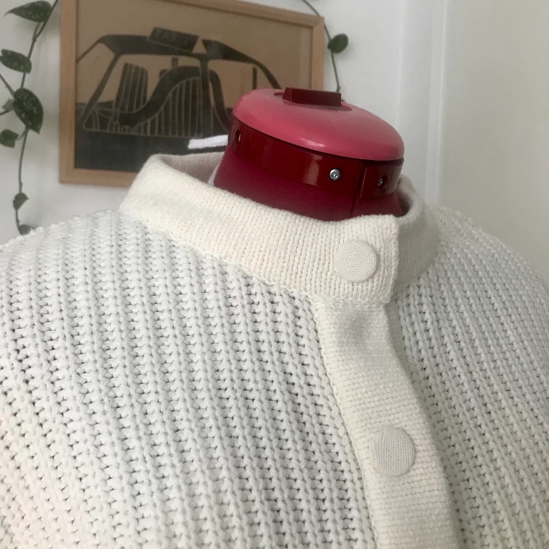 Vit stickad kofta, bomull - XS - 90