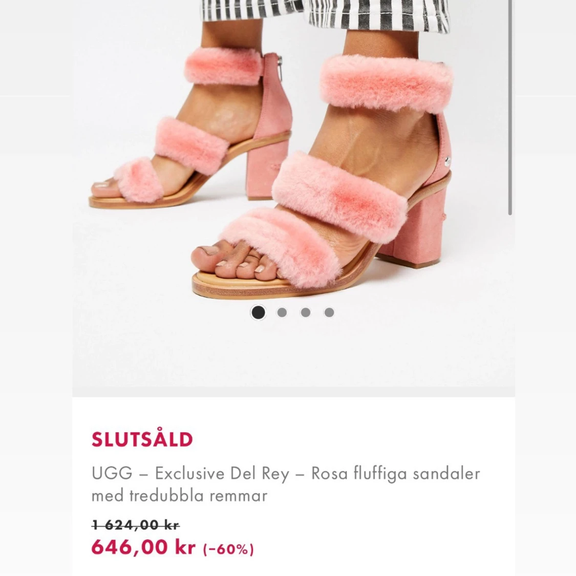 UGG rosa fluffiga klackar/sandaler i stl:39