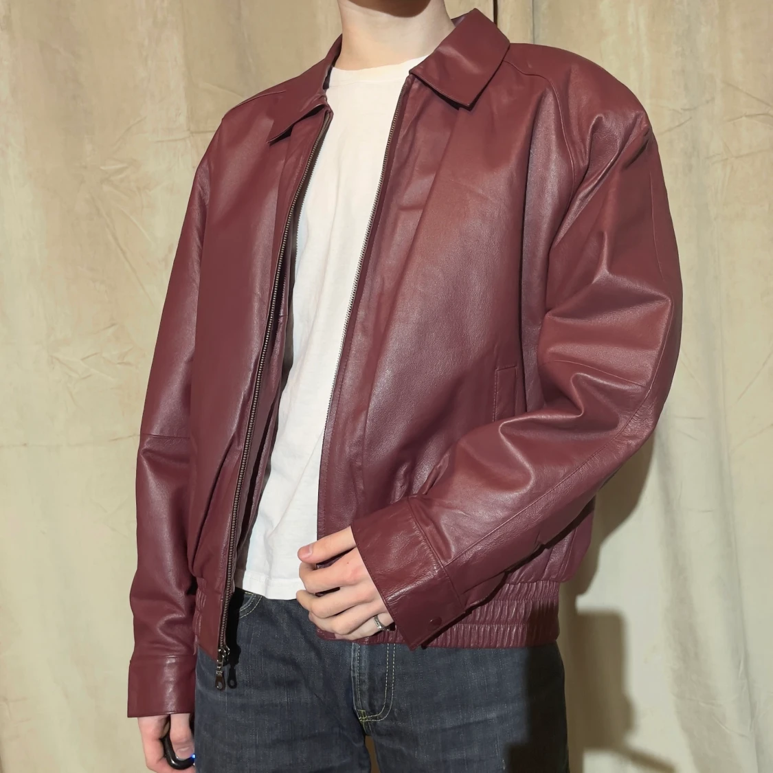 Röd läderjacka - 91