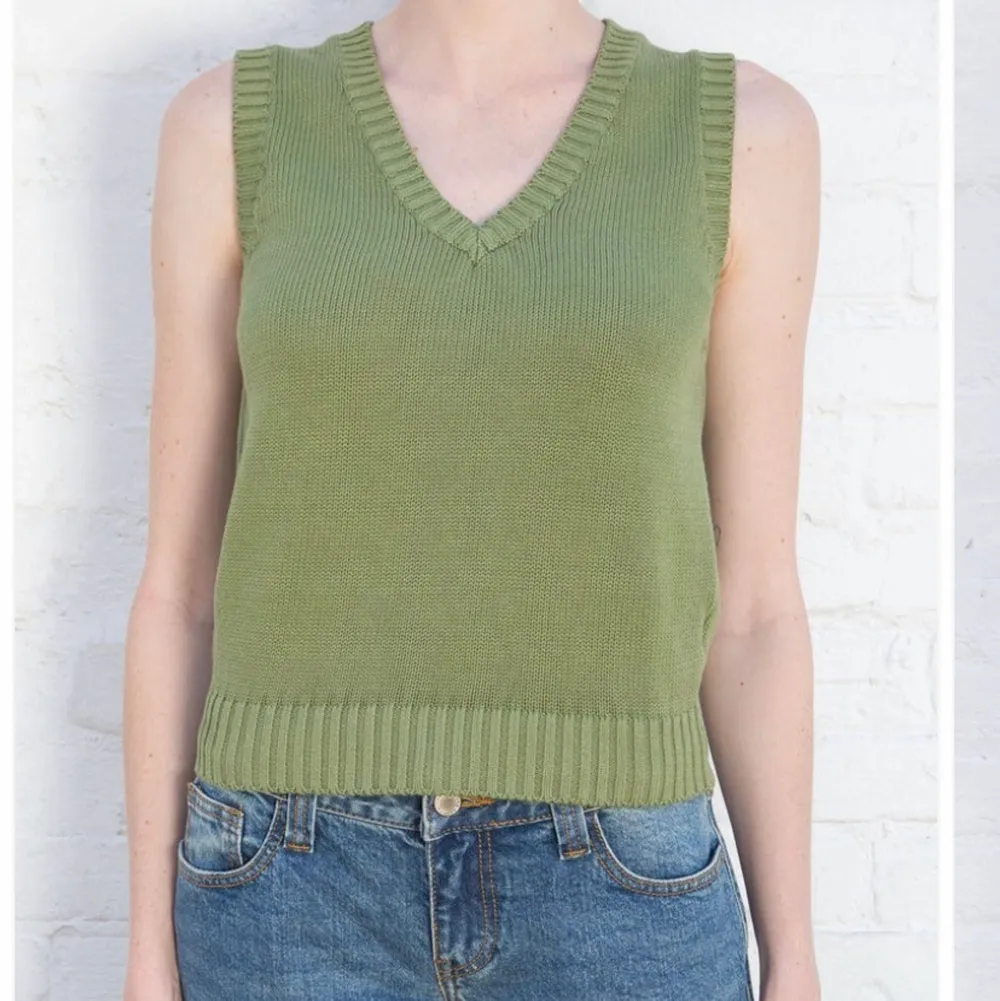 Jättefin grön “Mia classic cotton sweater vest” från Brandy Melville. (Sista bilden är från hemsidan). Köpt för €26(278kr). Säljer på grund av att det inte är min stil, därför aldrig blivit använd. Är en xs/s i tröjor och den sitter bra storlekvis, lär passa xs-m åtminstone. Skriv för fler bilder vid intresse. Säljer för 130 plus frakt . Toppar.