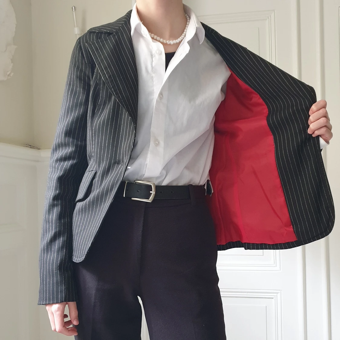 Svart randing kavaj - 90