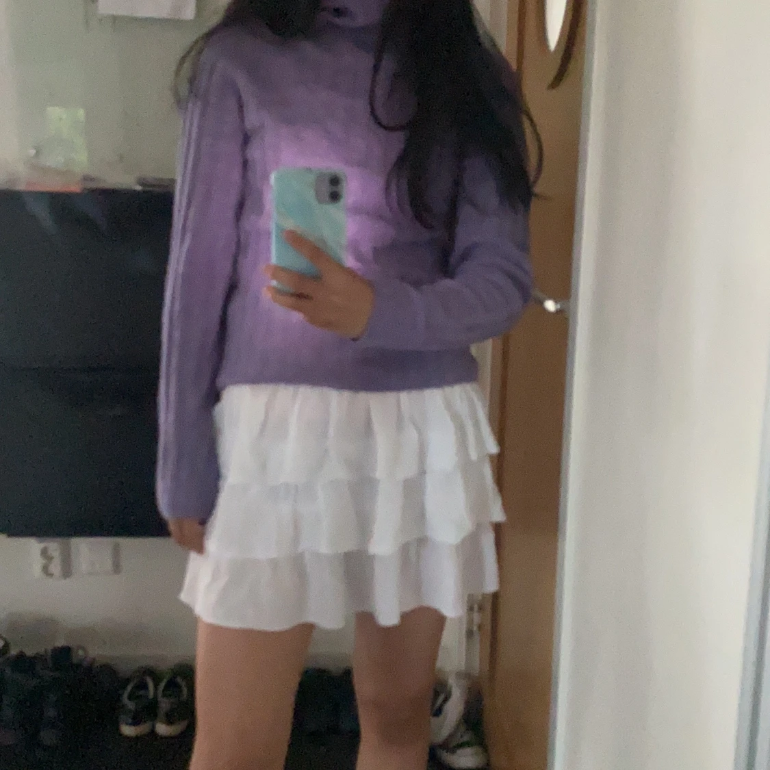 Jättefin lila stickad tröja - 91