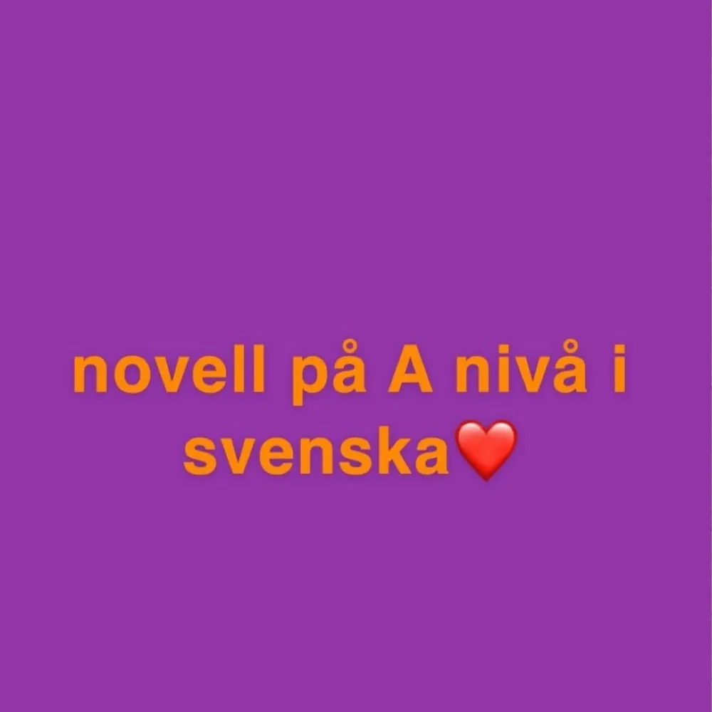 Novell i Svenska 1 på gymnasiet, fick A på den❤️ . Övrigt.