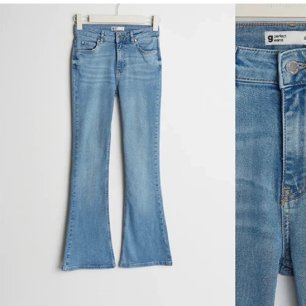 Jeans från Ginatricot, Storlek L men skulle säga att de passar mer som strl M/ strl 40. Använda 1 gång. Pris: 180kr, köparen står för frakt ❤️❤️❤️. Jeans & Byxor.
