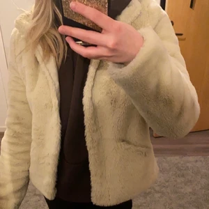 Fake päls jacka  - Säljer denna jacka då den blivit för liten för mig, den har tyvärr en liten ”fläck”/märke på armen men inget som syns. 