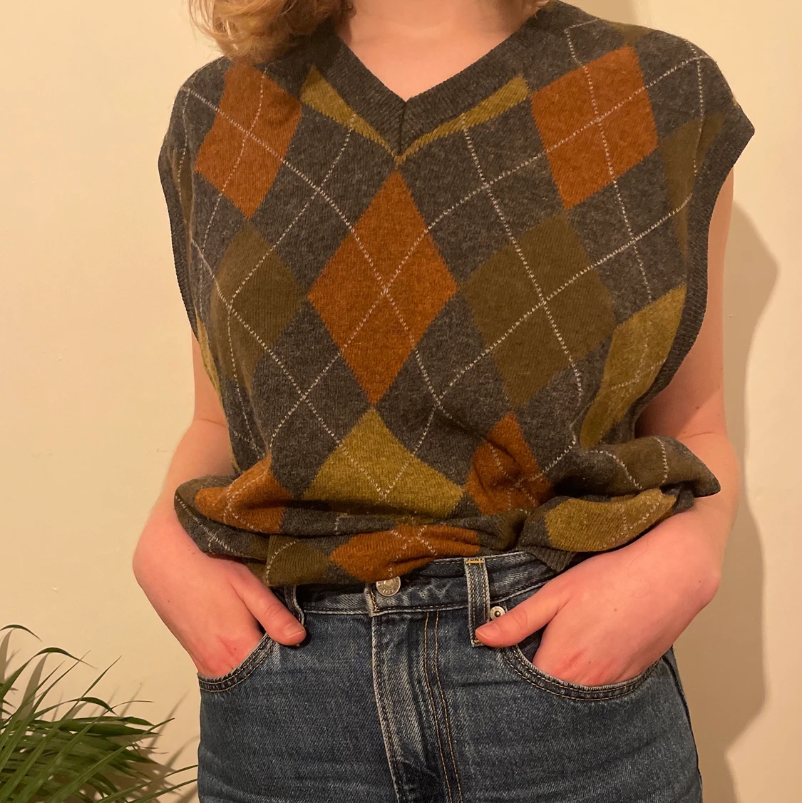 Rutig sweater vest - 90