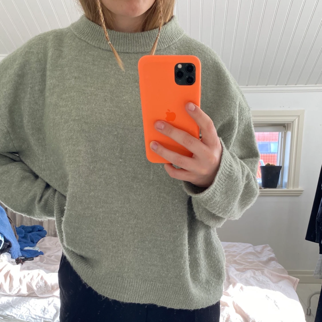 Grön stickad tröja - 90