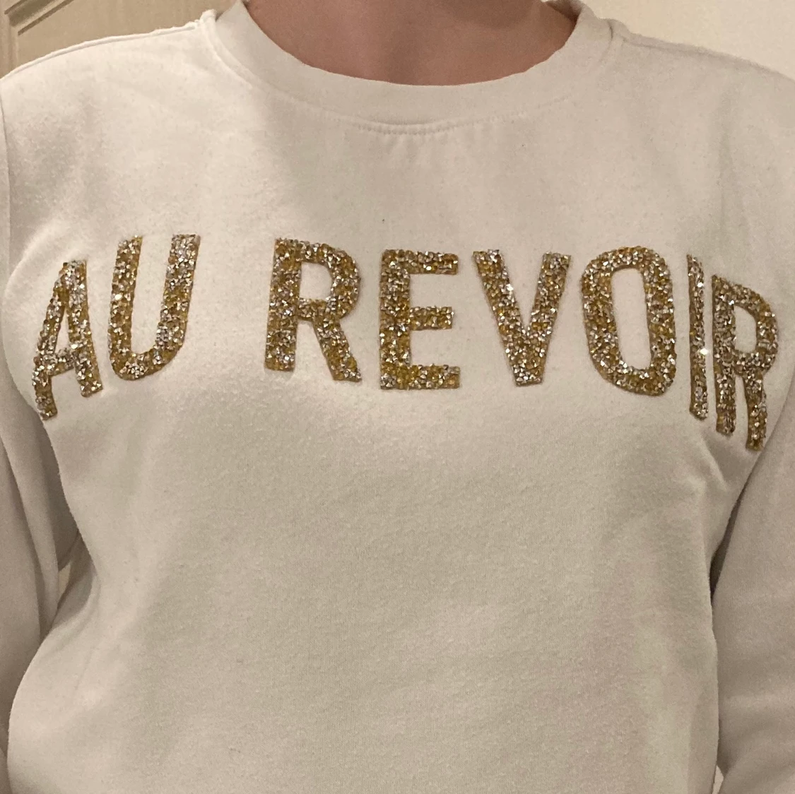 Sweatshirt med glitter tryck - 91