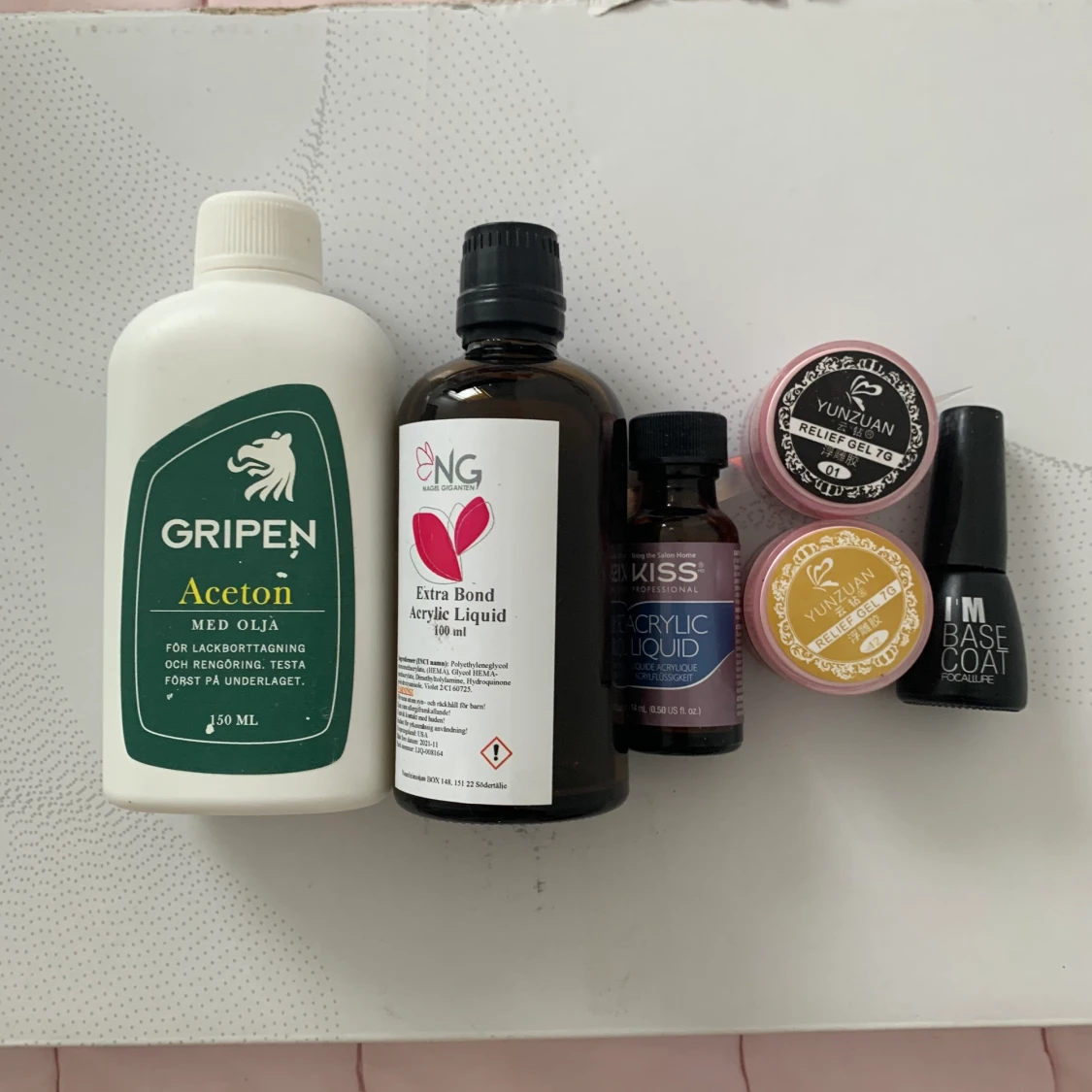 Vätska, aceton, akrylvätska gelé, basecote