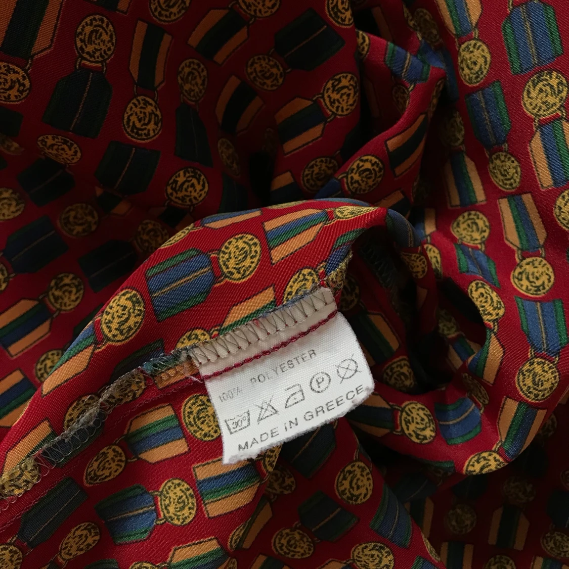 Vinröd mönstrad skjorta, XS-M - 91