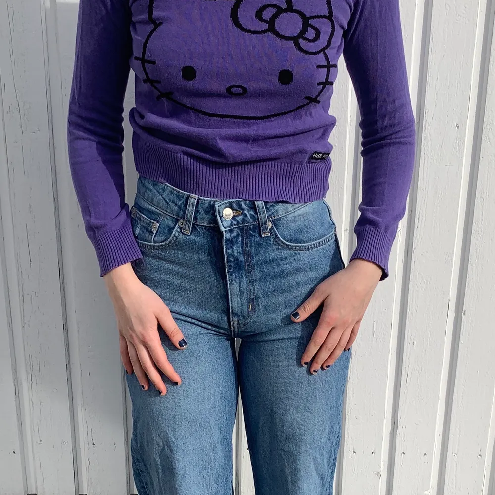 Säljer min lila hello Kitty sweatshirt? Den är lite liten därför säljer jag den, annars är den i bra skick(:. Tröjor & Koftor.