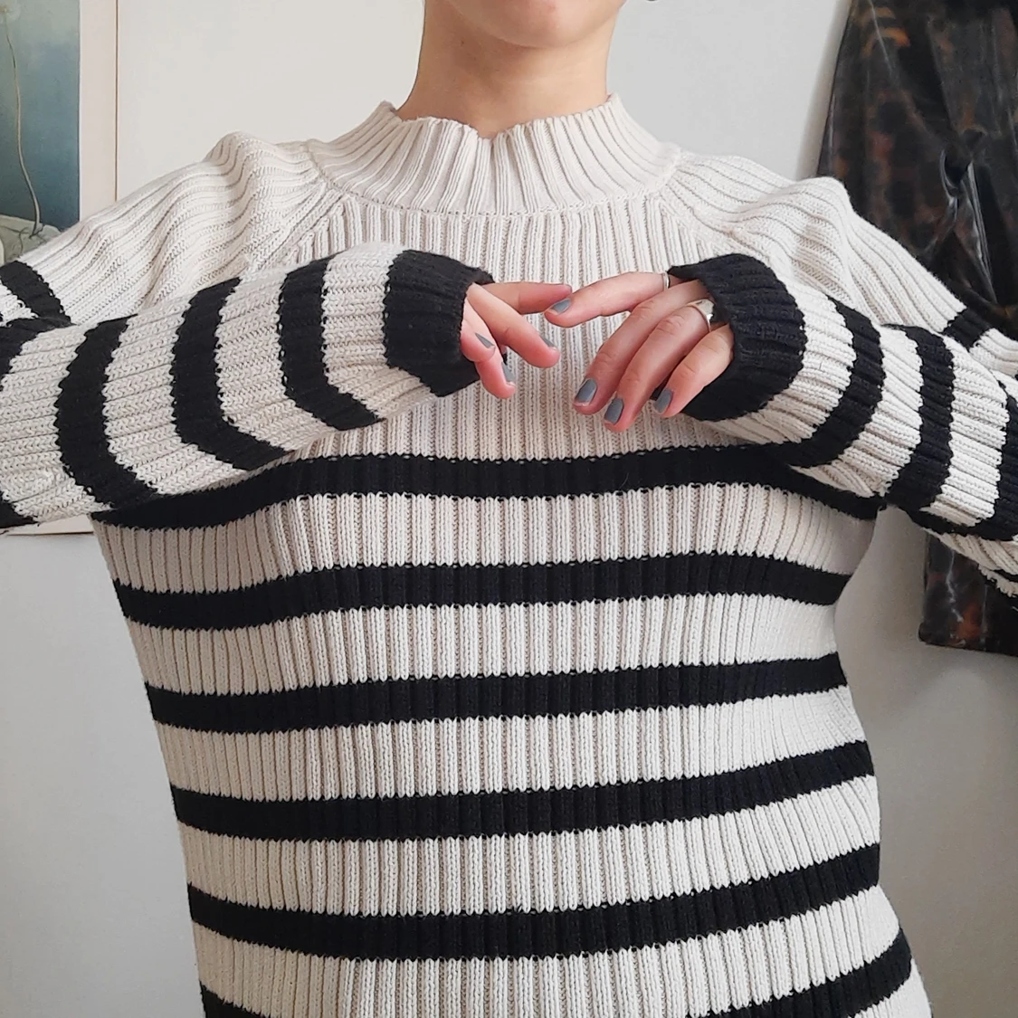 Randig stickad tröja - 91