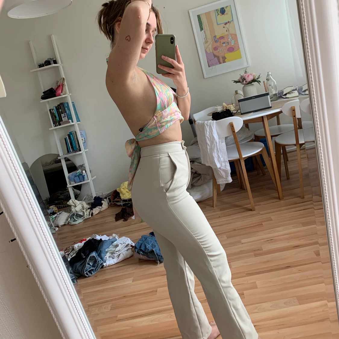 Beiga kostymbyxor  - 90