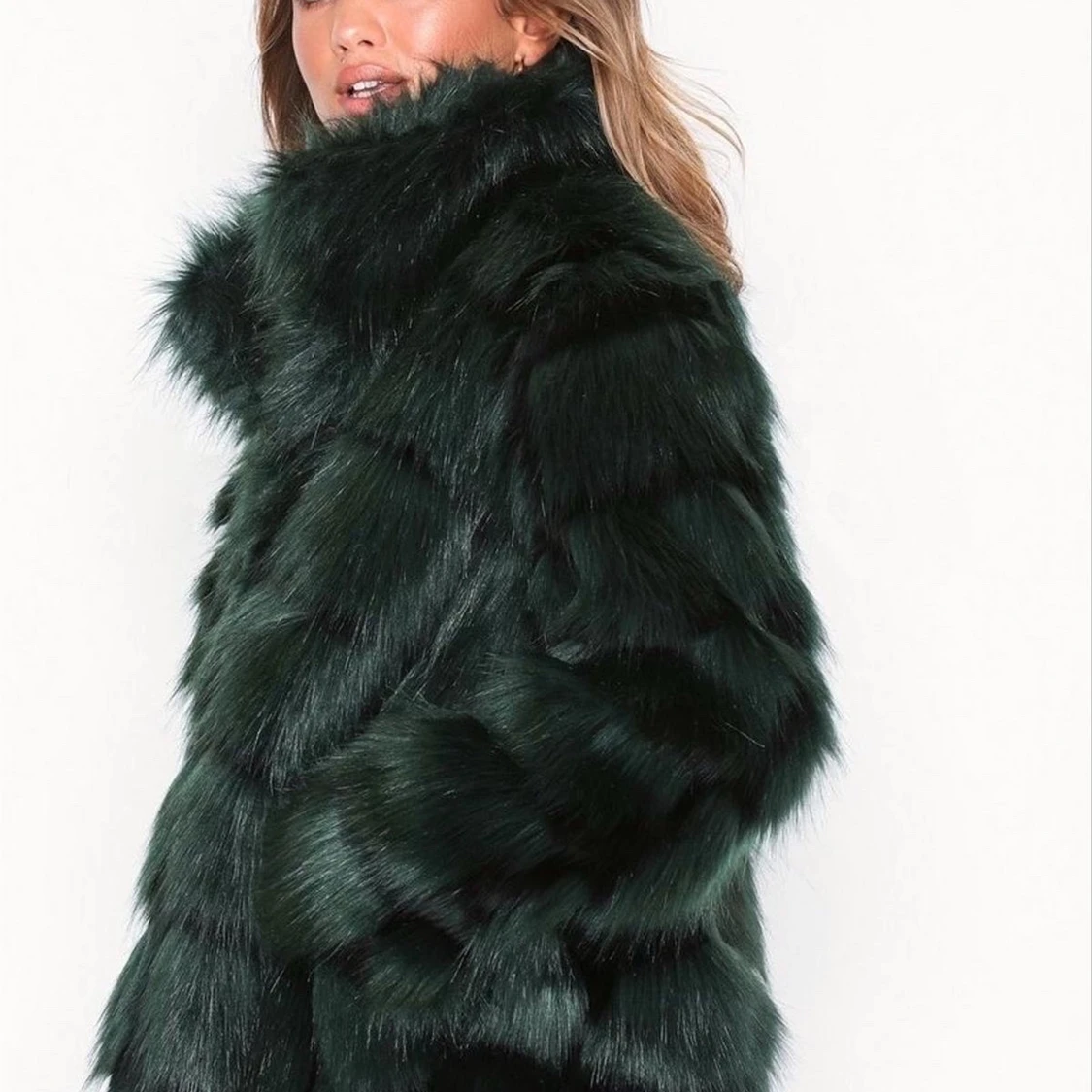 Grön pälsjacka (fake) - 90