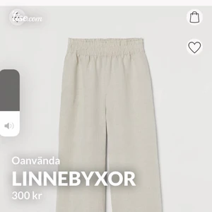Linnebyxor - Super fina oanvända linnebyxor. Lägger upp ännu en gång pga oseriös köpare. Lägg endast bud om du är säker på att du vill ha dem. Dem är från H&M och prislapp finns kvar. Storlek xs