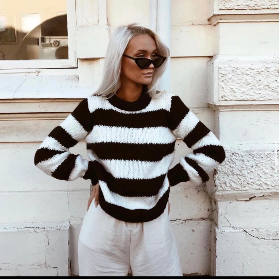 Randig stickad tröja - Chiquelle