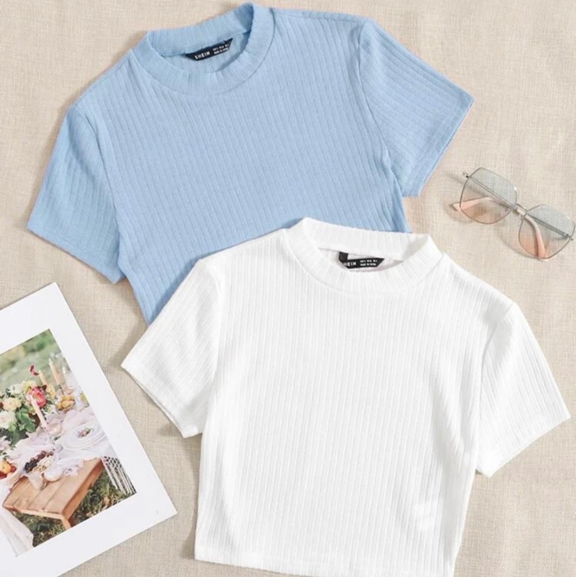 Blå och vit shein topp