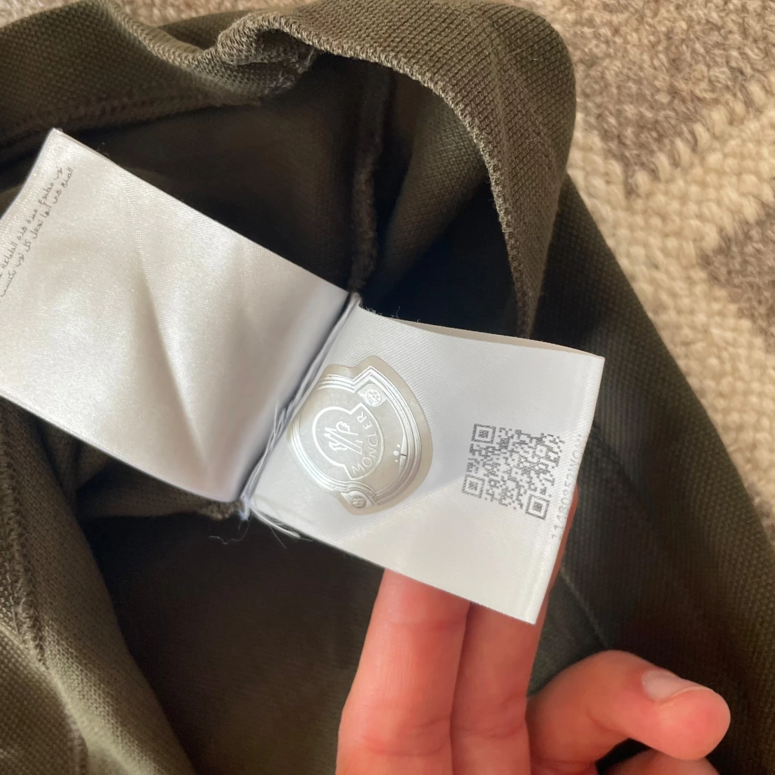 Olivgrön Moncler pikétröja med logga - 3