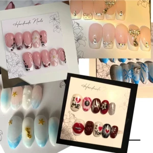 Custom nails - Jag gör custom naglar efter dina önskelmål, tar gärna emot inspirations bilder. Till naglarna får du med allt som behövs för att sätta fast dem. Klisterlappar, pusher, fil och desinfektions lappar. Släng gärna iväg ett meddelande ifall du är intresserad! ☺️