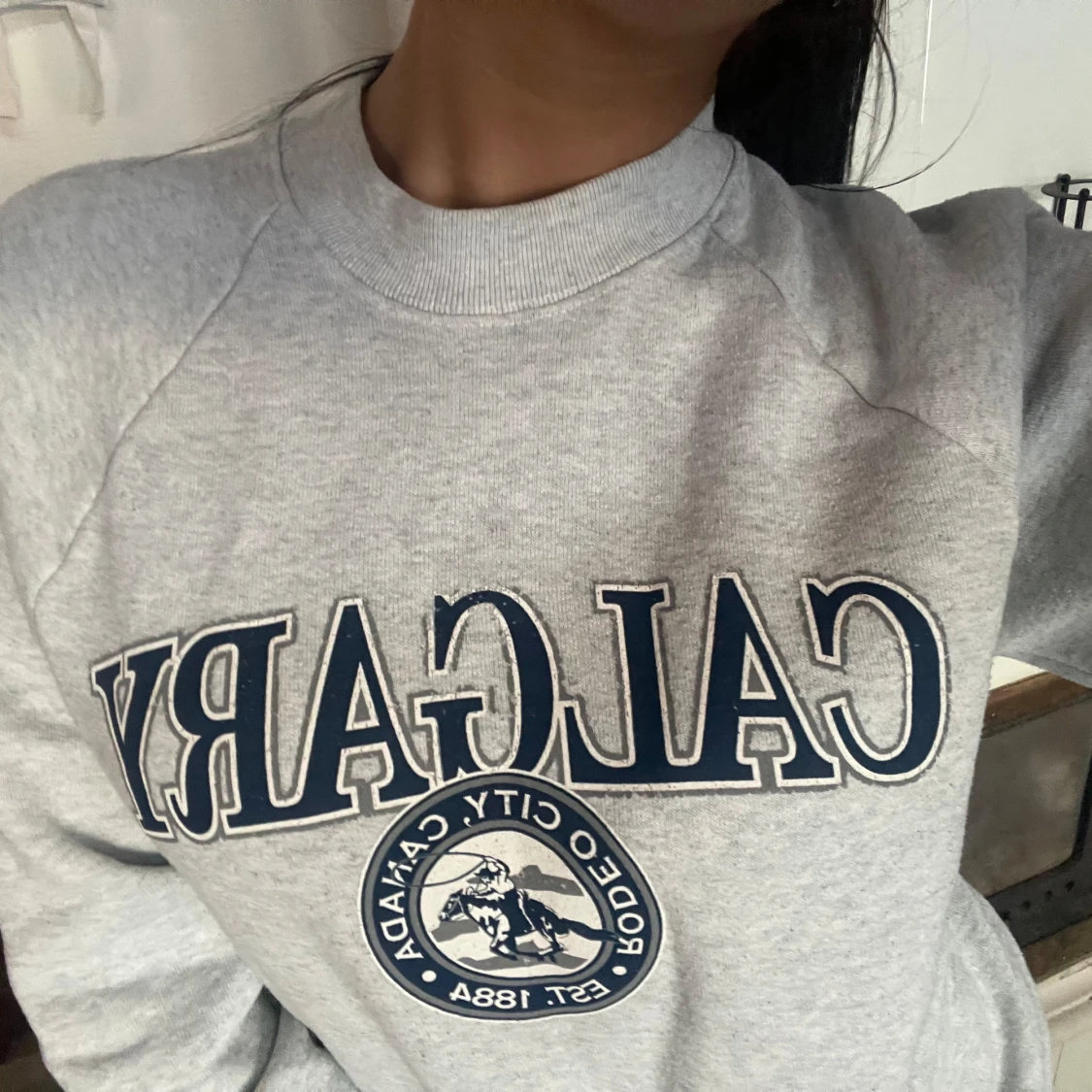 Grå sweatshirt med Calgary-tryck - 1