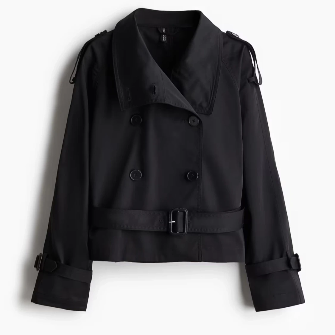 Svart trenchcoat med bälte - 3